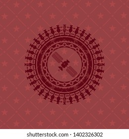 satelite icon inside vintage red emblem