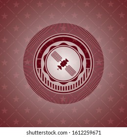 satelite icon inside vintage red emblem