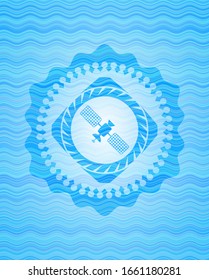 satelite icon inside water concept emblem background.