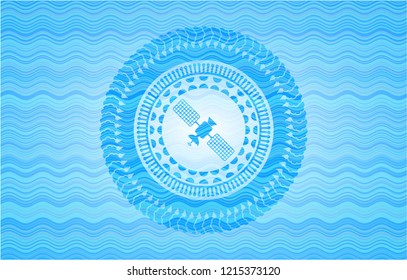 satelite icon inside water representation emblem.