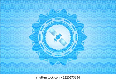 satelite icon inside water representation emblem.