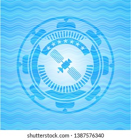 satelite icon inside water representation emblem.