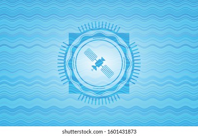 satelite icon inside water representation badge background.