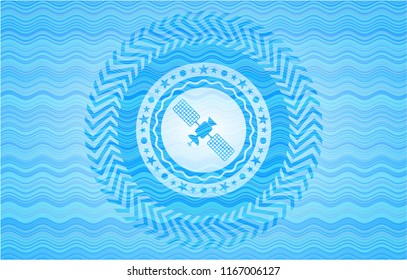 satelite icon inside water style emblem.