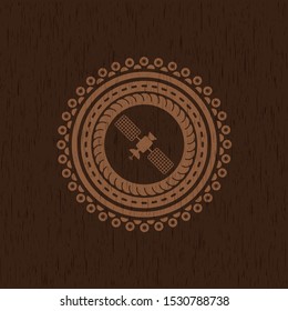 satelite icon inside wood emblem. Retro