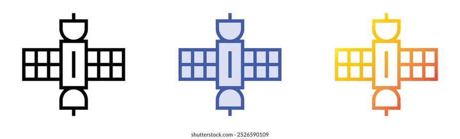 satelite icon. Linear, Blue Fill and Gradient Style Design Isolated On White Background