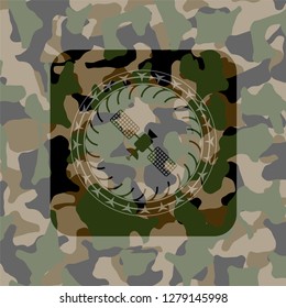 satelite icon on camo texture