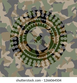 satelite icon on camouflage pattern