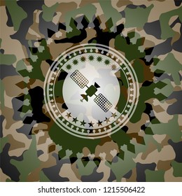 satelite icon on camouflage texture