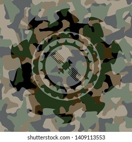 satelite icon on camouflage texture