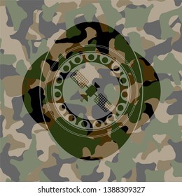 satelite icon on camouflaged texture