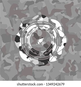 satelite icon on grey camo pattern