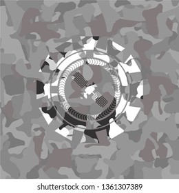satelite icon on grey camo pattern