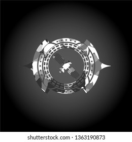 satelite icon on grey camo pattern