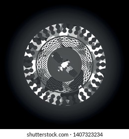 satelite icon on grey camo pattern