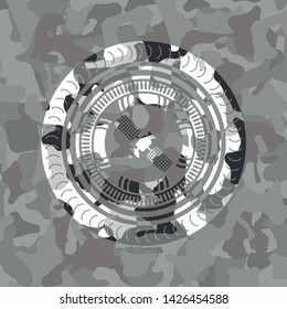 satelite icon on grey camo pattern