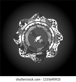 satelite icon on grey camouflage pattern