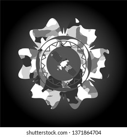 satelite icon on grey camouflage texture