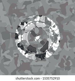 satelite icon on grey camouflage texture