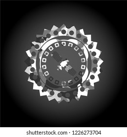 satelite icon on grey camouflaged texture