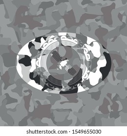 satelite icon on grey camouflaged texture