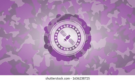 satelite icon on pink camo pattern