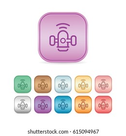 Satelite Icon - Vector Button Icon Set in Various Color