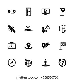 Satelite icons - Expand to any size - Change to any colour. Flat Vector Icons - Black Illustration on White Background.