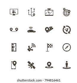 Satelite icons. Perfect black pictogram on white background. Flat simple vector icon.