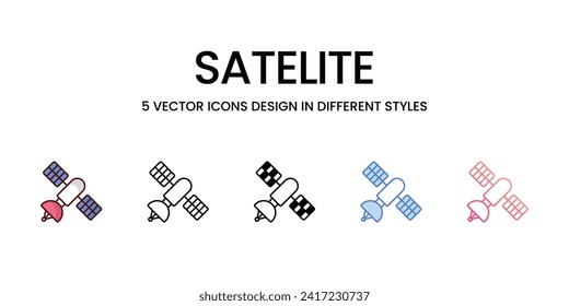 Satelite icons set isolated white background vector stock illustration.