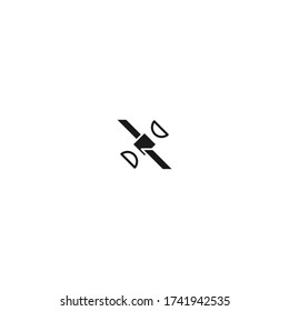 satelite logo icon design with simple line art style