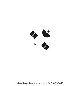 satelite logo icon design with simple line art style