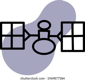 Satelite in the orbit, icon illustration, vector on white background