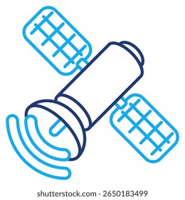 Satellite 3d icon vector style for communication user interface Dual Line style.