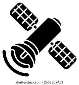 Satellite 3d icon vector style for communication user interface Black Filled style.