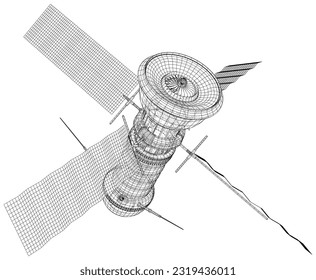 Satellite. 3d satellite vector illustration. Wireless satellite technology