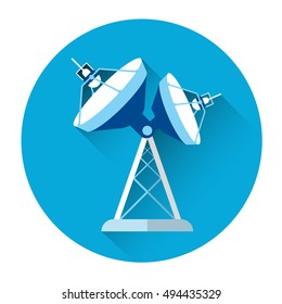 Satellite Antenna Connection Colorful Icon Flat Vector Illustration