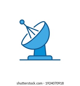 Satellite Antenna Dish vector concept blue icon or design element