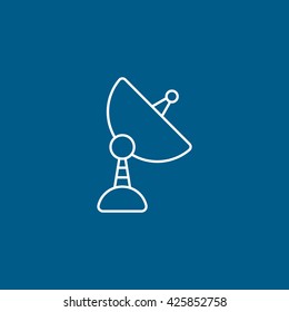 Satellite Antenna Flat Icon On Blue Background
