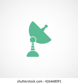 Satellite Antenna Green Flat Icon On White Background