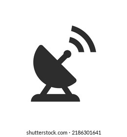 Satellite Antenna Icon. Black And White Symbol. Vector Illustration