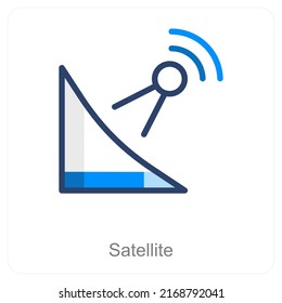 Satellite And Antenna Icon Concept