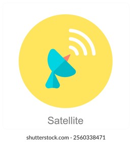 Satellite and antenna icon concept