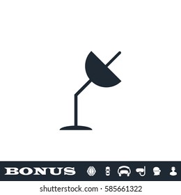 Satellite antenna icon flat. Black pictogram on white background. Vector illustration symbol and bonus button