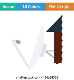 Satellite antenna icon. Flat color design. Vector illustration.