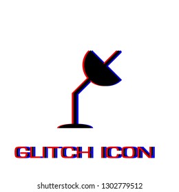 Satellite antenna icon flat. Simple pictogram - Glitch effect. Vector illustration symbol