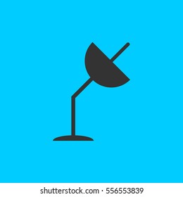 Satellite antenna icon flat. Simple vector black pictogram on blue background