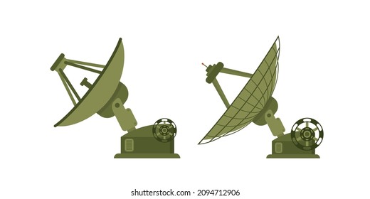 Satellitenantenne Symbol auf weißem Hintergrund. Radio Teleskop flache Illustration.