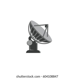 Satellite antenna icon on white background. Radio telescope flat style illustration.