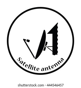 Satellite antenna icon. Thin circle design. Vector illustration.
